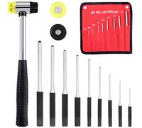 Cimeton 12Pcs Roll Pin Punch Set with Hammer and Storage Pouch, 9 Sizes 1/16" 5/64" 3/32" 1/8" 5/32" 3/16" 7/32" 1/4" 5/16'' Steel Removal Tool Kit for Jewelry Watches Craft Automotive…