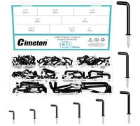 Cimeton 130PCS 8 Sizes Screw in Hooks L Shaped Hooks with White Plastic-Coated Surface Shouldered Dresser Cup Hooks Right Angle Hooks for Indoor and Outdoor Hanging(Black)