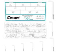 Cimeton 130PCS 8 Sizes Screw in Hooks L Shaped Hooks with White Plastic-Coated Surface Shouldered Dresser Cup Hooks Right Angle Hooks for Indoor and Outdoor Hanging(White)