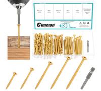 Cimeton 131PCS 5 Sizes Deck Screws Star Torx Drive Flat Head Wood Screws with T25 Torx Star Drive Bit Assortment Kits Star Drive Deck Screws Decks for Fences Frames Farms Outdoor Furniture