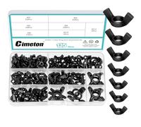 Cimeton 135PCS Wing Nuts Assortment Kits Carbon Steel M3 M4 M5 M6 M8 M10 M12 Black Butterfly Nut Wing Nuts Fasteners Wingnuts Hand Twist Tighten Ear for Home Building Industry