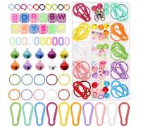 Cimeton 140PCS DIY Jewelry Accessories Assortment Kits Included Coloured Opening Rings Alphabet Beads Chain Link Jingle Bells Connecting Rings Spring Snap Hook for DIY Jewelry Crafts Making