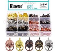 Cimeton 150Pcs Metal Brad Fasteners with Pull Rings, 5 Colors Mini Brad Paper Fasteners Antique Style Metal Pull Ring for DIY Art Crafting Project Drawer Decorative