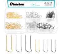 Cimeton 150PCS Stainless Steel Sewing U-Pins Assortment Kit 17MM 23MM Double Blocking Pin U-Shaped Sewing Pins Quilting Metal U Pin for Sewing Craft DIY(Gold/Silver/Gun Black)