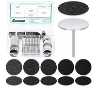 Cimeton 151PCS 5 Sizes Black 80# 120# 150# 180# 240# Grits Replacement Sandpaper Disc with Metal Nail Drill Bit Kit Grit Round Pedicure Replacement Sanding Discs for Foot Files Remover Dead