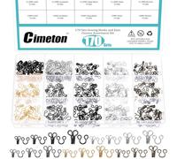 Cimeton 170PCS 4 Sizes Sewing Hooks and Eyes Closure 11.7MM 12.2MM 15MM 17MM Metal Hook and Eye Sewing Clasp Snaps Fasteners for Trouser Clothing Pants