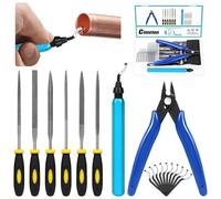 Cimeton 19PCS Deburring Tool Assortment Kits Includes Deburring Cutters with Blades, Needle Files Burr Removal Reamer Tool for Wood Plastic Metal