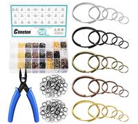 Cimeton 2501PCS Double Loop Split Rings 3MM 5MM 8MM 10MM 14MM Split Ring Open Jump Rings Double Jump Rings with Split Ring Pliers for Necklace Bracelet(Gold/Bronze/Red Copper/Silver/Black)