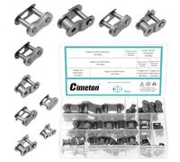 Cimeton 30PCS 5 Sizes Roller Chain Connecting Links Carbon Steel Pitch Master Connector Link Standard Connecting Split Link Heavy Duty Roller Chain Connecting Links