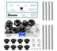Cimeton 32PCS M6 7 Star Through Hole Knob Nut, T Sliding Nuts, Fully Threaded Rod and Hex Nuts Assortment Kit Black Nylon Star Shape Hand Knobs for Machinery Electronic Furniture Umbrella Base