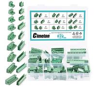 Cimeton 32Sets 5.08 mm Pitch PCB Pluggable Terminal Block Connectors Assortment Kit Including 2P 3P 4P 5P 6P 7P 8P 9P 10P Teminal Blocks Connector Socket (Right Angle Pins)