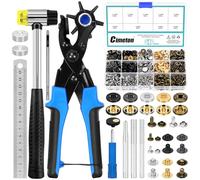 Cimeton 349PCS 12.5MM Button Snaps Press Studs 8 x 8MM 6 x 6MM Leather Rivets Double Cap Rivets with Rubber Hammer Fixing Tool Assortment Kit for DIY Leather Craft Clothes Shoes