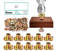 Cimeton 4-Pronged Tee Nut T-Nuts Four-jaw Threaded Inserts for Rock Climbing Holds (Colored Zinc)