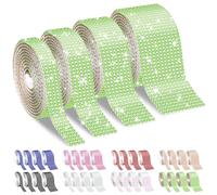 Cimeton 4 Rolls 1 Yard Light Green Rhinestone Ribbon Self Adhesive Crystal Rhinestone Ribbon Self Adhesive Diamond Bling Diamond Sticker Crystal Self Adhesive for DIY Crafts Decoration