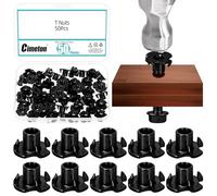 Cimeton 50PCS M6 T Nut 4-Pronged Tee Nut Four Claw Nuts Threaded Inserts for Woodworking Furniture Fastener(Black)