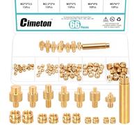 Cimeton 65PCS M2 M2.5 M3 M4 M5 Brass Knurled Threaded Insert, 7PCS M6.5 M8 M10 Soldering Tips Heat Set, Metric Knurled Nut Inserts Dual-Head Threaded Inserts Tip for 3D Prints and More Projects
