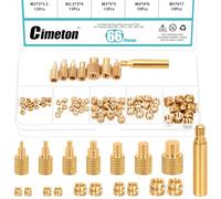 Cimeton 65PCS M2 M2.5 M3 M4 M5 Brass Knurled Threaded Insert, 7PCS M6.5 M8 M10 Soldering Tips Heat Set, Metric Knurled Nut Inserts Single-Head Threaded Inserts Tip for 3D Prints and More Projects