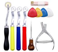 Cimeton 9 Pcs Leather Sewing Tools Kit Includes 4Pcs Colorful Tracing Wheel Sewing Tool, 4Pcs Tailors Chalk, Pattern Notcher, Scratch Awl for Leather Paper Cloth