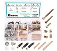 Cimeton 95Pcs Furniture Connecting Hardware Connectors Assortment Kit Including Cam Fitting Wood Dowel Pins and Pre-Inserted Nut and Furniture Crib Screws