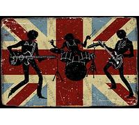 Cimily British rock Music poster Vintage Tin Sign Iron Painting Plaque Wall Decor Metal Sign Cafe Beer Pub and Man Cave Retro Art Poster 8 * 12 Inch