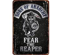Cimily Sons of Anarchy Fear The Reaper Vintage Tin Sign Iron Painting Retro Metal Sign Plaque Art Wall Decor 8×12 Inch