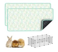 cimiycob Guinea Pig Cage Liners, C&C 2X4 2 Pack Washable Guinea Pig Bedding, Waterproof Reusable & Anti Slip, Super Absorbent Guinea Pig Pee Pad for Small Animal, Rabbit, Bunny, Chinchilla, Green