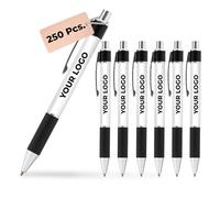 Cimpress Personalised Ballpoint Pen with Black Ink, 250 Pieces, All-Round Print Logo/Text, Non-Slip Grip, Ideal for School, Office, Events, Customers