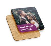 Cimpress Personalised Cork Coaster with Photo Printing, 9.5 × 9.5 cm, Custom Gift for Mum, Dad or Grandparents, Keepsake for Desk or Home Décor, Non-Slip Durable Base for Everyday Use