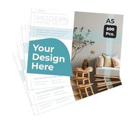 Cimpress Personalised Flyers A5 Horizontal Printing, Custom Business Flyers and Leaflets, Single Sided Print on 250gsm Matte Paper, Pack of 500, for Marketing and Promotions