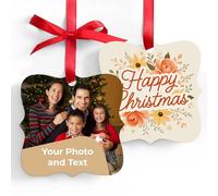 Cimpress Personalised Metal Ornament, Square 7.5x7.5 cm, 1 Pack, Custom Photo & Text, Double-Sided, Glossy Finish, Keepsake for Families, Pets, Baby’s First Christmas