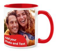 Cimpress Personalised Photo Ceramic Mug, Custom Christmas Mug with Your Name, Logo, or Image, 325 ml, Coloured Inner and Handle, Personalised Christmas & Secret Santa Gift for Family & Friends, Red
