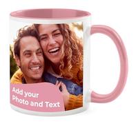 Cimpress Personalised Photo Ceramic Mug, Custom Christmas Mug with Your Name, Logo, or Image, 325 ml, Coloured Inner and Handle, Personalised Christmas & Secret Santa Gift for Family & Friends, Pink