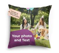 Cimpress Personalised Photo Pillow Custom Cushion with Double-Sided Print, Photo and Text, 35.6 x 35.6 cm, Soft Decorative Festive Pillow for Christmas Gifting or Home Decoration for Friends & Family