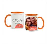 Cimpress Personalised Photo & Text Mug, 325 ml, Pack of 1, Orange