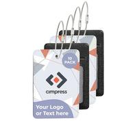 Cimpress Personalised Suitcase Tags, Custom Luggage Tag with Logo or Text, Address Card Included, Polyester 7 x 10 cm, White, Pack of 10, for Corporate Travel and Business Travel Accessories