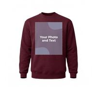 Cimpress Personalised Sweatshirt for Men, Print with Your Photo, Logo or Text, Custom Crewneck Jumper with Front Print, Ideal for Events, Teams, Birthdays or Gifts, Burgundy, 2XL