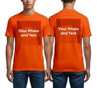 Cimpress Personalized Men’s T-Shirt, Custom Cotton Shirt with Photo, Text, or Logo Sizes S to 3XL, Ideal for Events, Teams, Business Gifts (UK, Alpha, S, Regular, Regular, Orange)