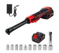 cimsfcor 3/8" Extended Cordless Ratchet Wrench, 80N.m 320RPM Cordless Right Angle Impact Wrench 8 Sockets, 6'' Extended Neck, with 2.0Ah Battery and Charger and 3" Extension Bar