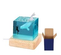 cimsfcor Epoxy Resin Shark Night Light, Night Lamp with Humpback Whale Shark Diver Lamp with Wooden Base for Home Office Decoration (Beluga Whale)