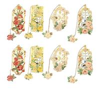 cimsfcor Hollow Flower Metal Bookmarks with Pendant, Metal Vintage Bookmark for Women Readers Teacher's Day Birthday (8 Pcs)