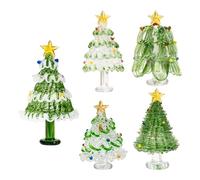 cimsfcor Mini Glass Christmas Tree, Crystal Glass Christmas Tree Figurine Green Christmas Trees for Xmas Party DIY Home Decor, 5 Pcs
