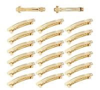 Cinaci 20 Pack 2.4 Inch / 3 Inch/ 4 Inch Blank Simple Gold Metal DIY Craft French Barrettes Snap Hair Clips Clasps for Women Girls Hair Accessories (3 Inch)