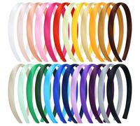 Cinaci 24 Pieces Candy Color Width 1.5cm/0.6" Plastic Headbands Satin Wrapped Blank Plain DIY Craft Project Headbands for Women Girls Teens Kids Hair Accessories