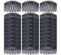 Cinaci 30 Pieces Black Water Wave French Twist Plastic Hair Side Combs Slides with 11 Teeth Wedding Brides Veil Combs Hair Accessories for Women Girls