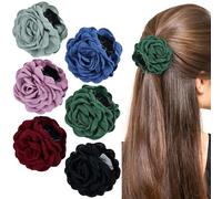 Cinaci 6 Pieces 9cm/3.5" Retro Flower Rose Hair Claws Clips with Strong Hold Floral Updo Hair Clips Barrettes Accessories for Women Girls