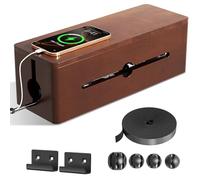 Cinati Large Cable Management Box, 15.8" Wooden Cable Organizer for Floor Wires Storage, Wall Mount Cord Hider Box for Electrical Cord Management, Power Strip Wire Organization for Desktop Home Office