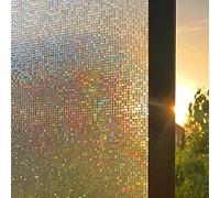 Cinbee 3D Decorative Window Film, Self-Adhesive, Electrostatic, Opaque, Privacy, 40 x 200 cm, Multicolor Rainbow Mosaic Pattern