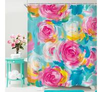 Cinbloo Abstract Colorful Flower 60Wx72H Shower Curtain Watercolor Pink Blue Floral Oil Painting Minimalist Modern Bathroom Curtain Set Girls Women Pretty Aesthetic Bath Bathroom Accessories Decor