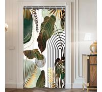 Cinbloo Green Boho 36Wx72H Shower Curtain Small Stall Mid Century Modern Abstract Tropical Gold Monstera Palm Leaf Plant Minimalist Neutral Bathroom Curtain Set Simple Bath Bathroom Accessories Decor
