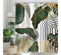 Cinbloo Green Boho Shower Curtain 72Wx72H Modern Tropical Abstract Emerald Gold Leaves Monstera Palm Mid Century Plant Bathroom Curtain Set Minimalist Arch Bath Curtain Bathroom Accessories Decor
